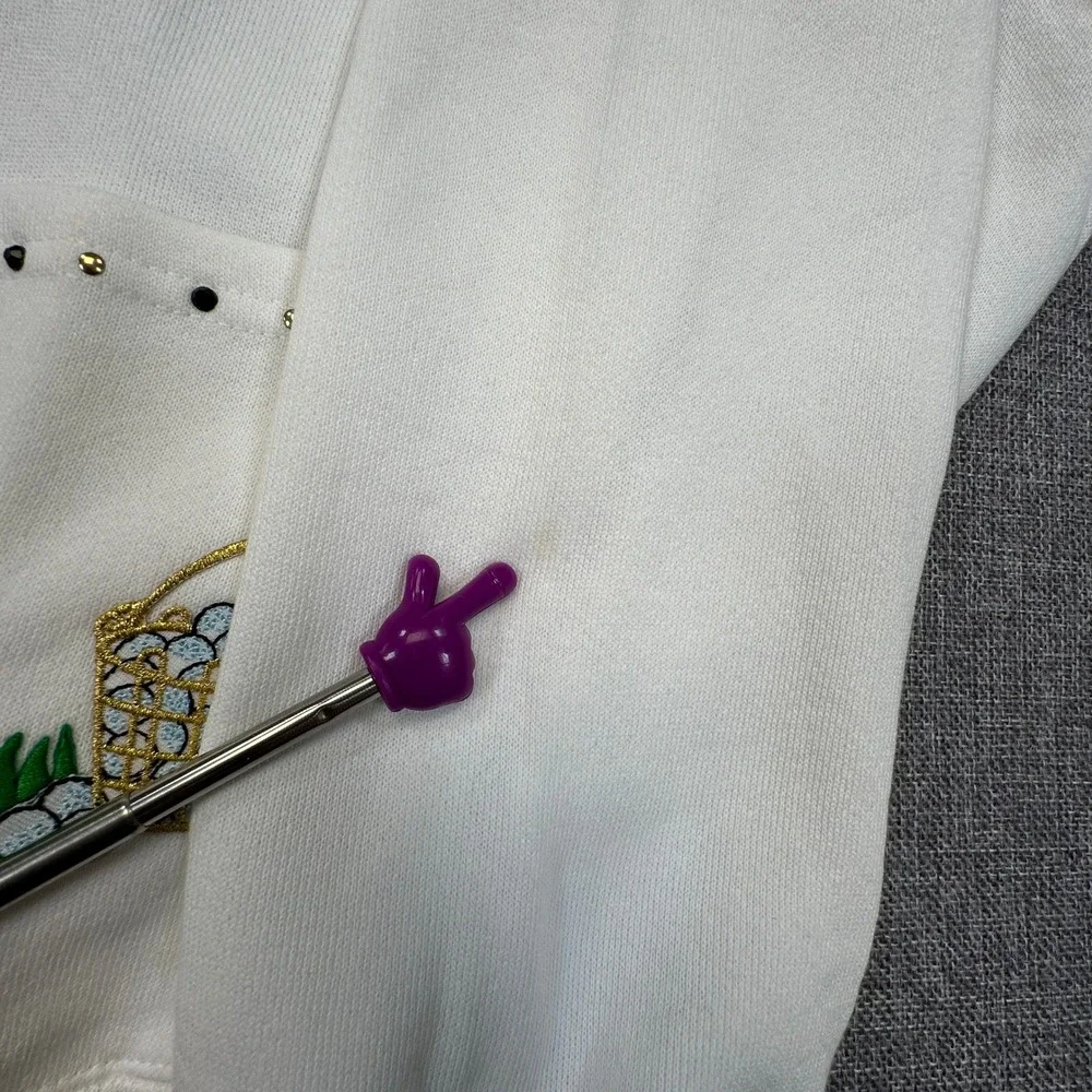 Vintage Fern Wagner‎ Golf Cardigan Mens XL White Embroidered Studded Made in USA